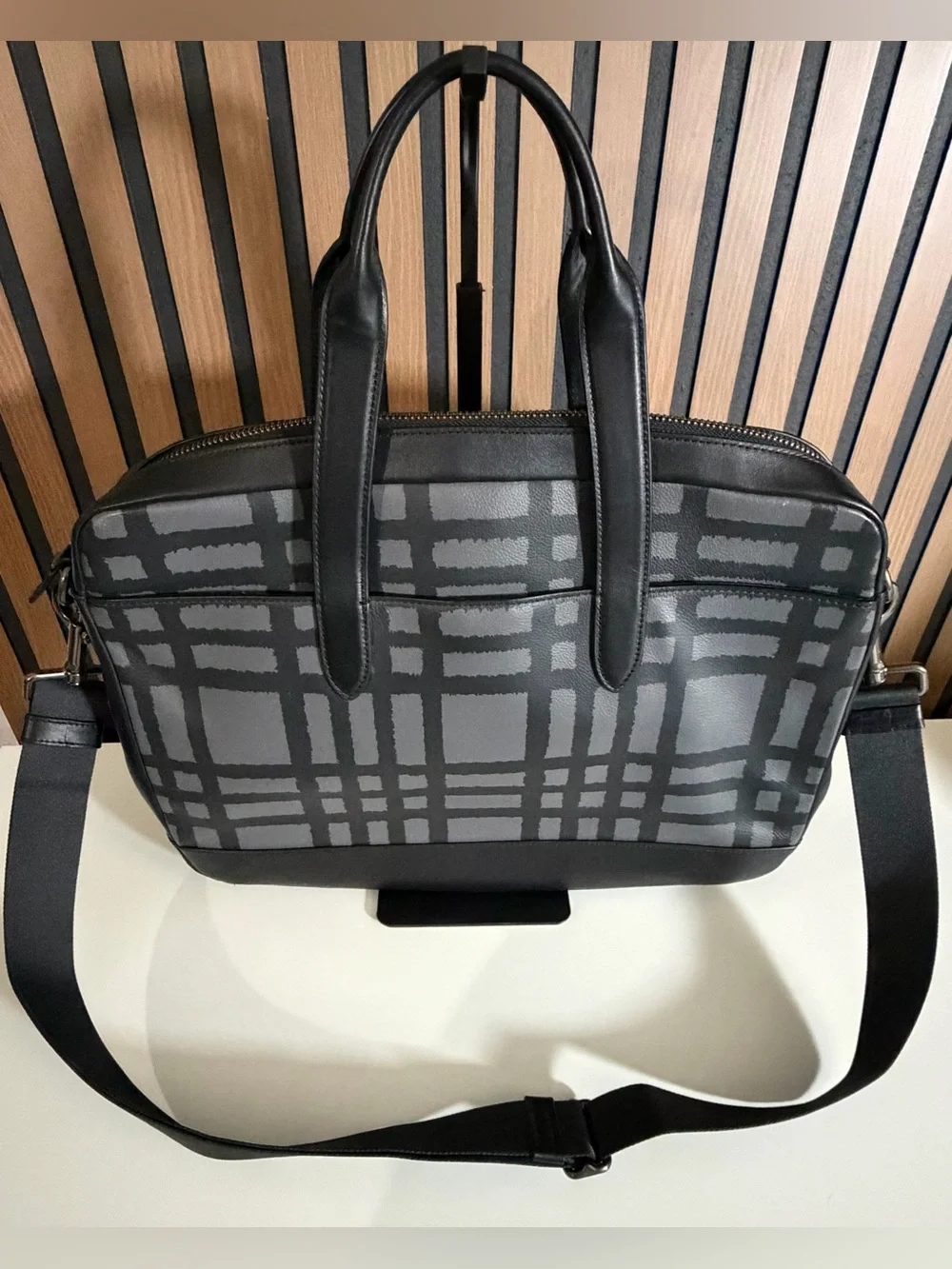 COACH Hamilton Black and Gray Men's Patterned Briefcase Tote STYLE #111687